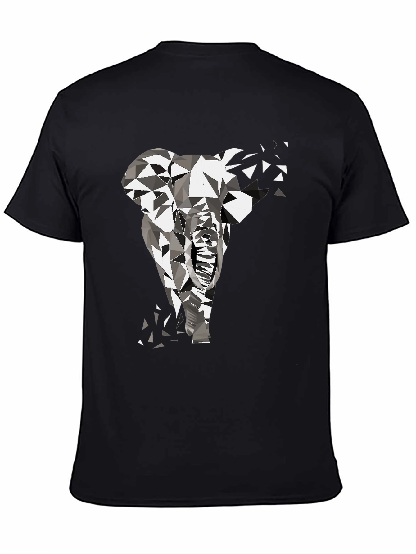 Geometric Elephant Graphic Tee - Modern Black T-Shirt