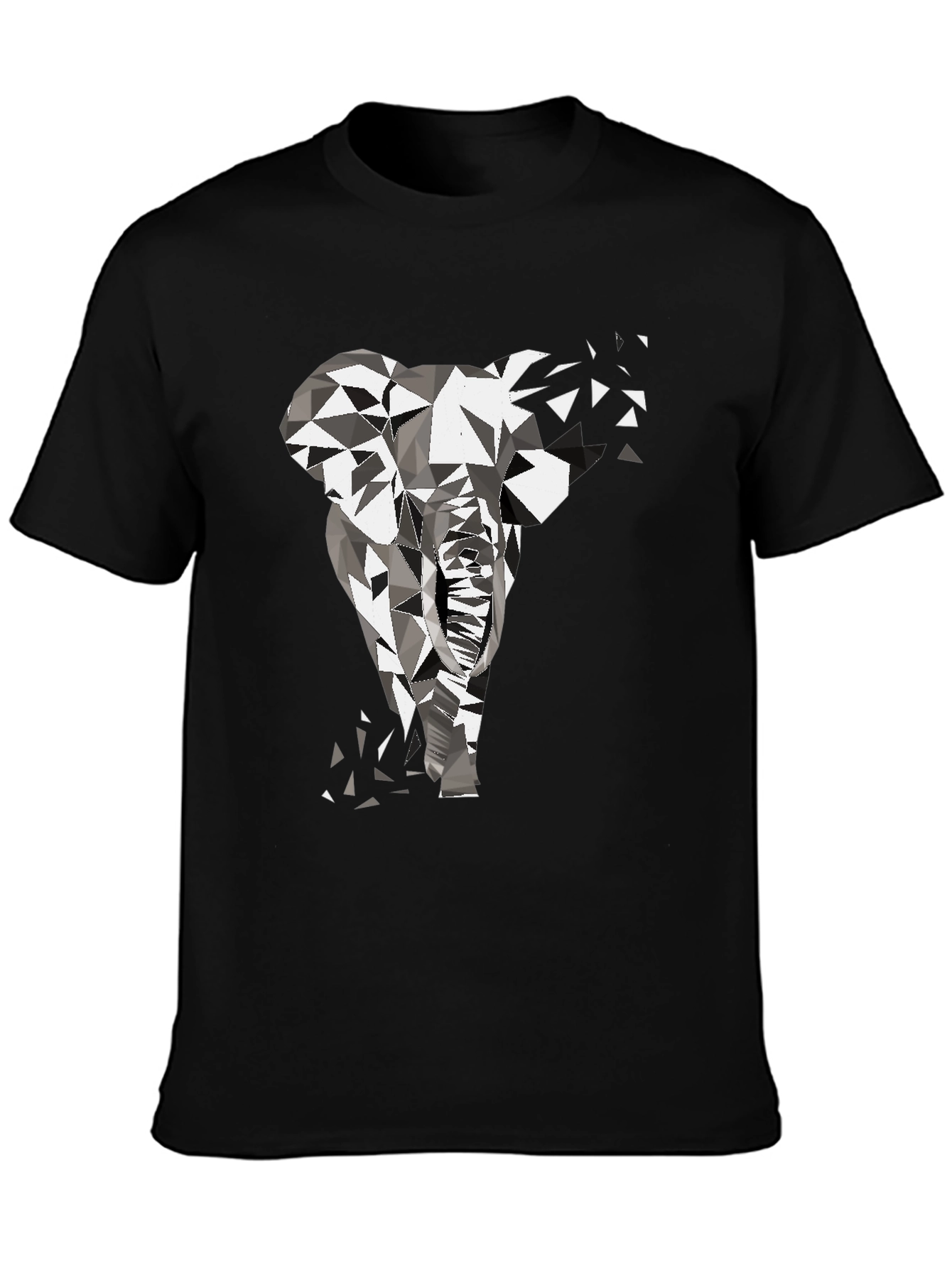 Geometric Elephant Graphic Tee - Modern Black T-Shirt
