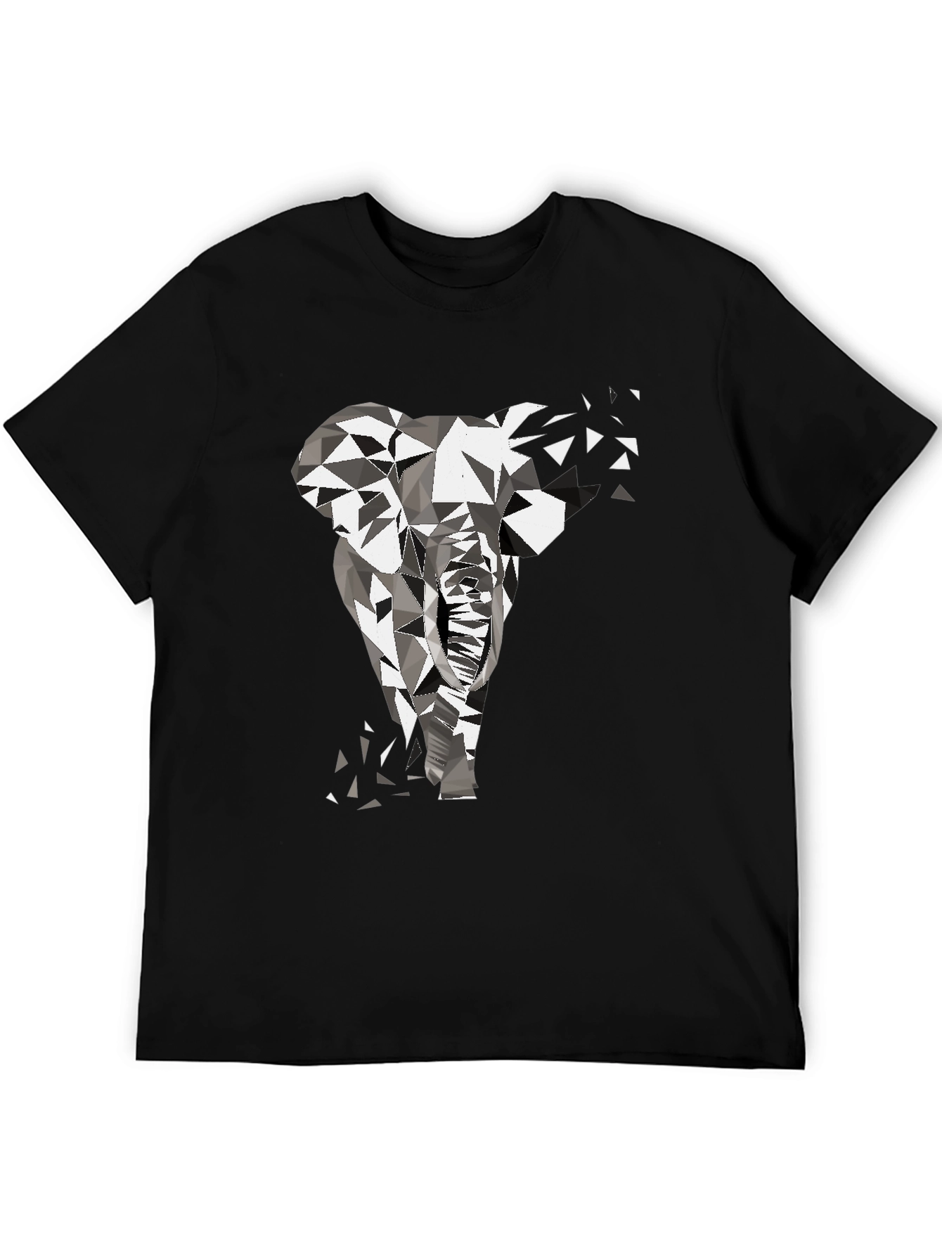 Geometric Elephant Graphic Tee - Modern Black T-Shirt