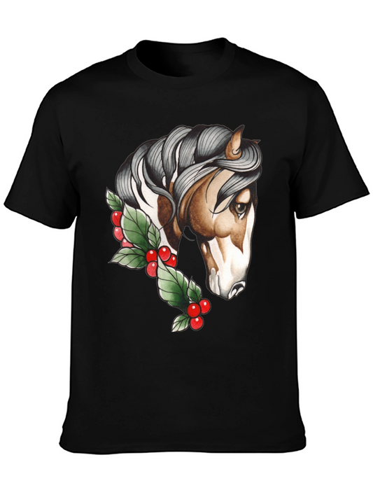 Horse & Holly Graphic Tee - Stylish Unisex Shirt