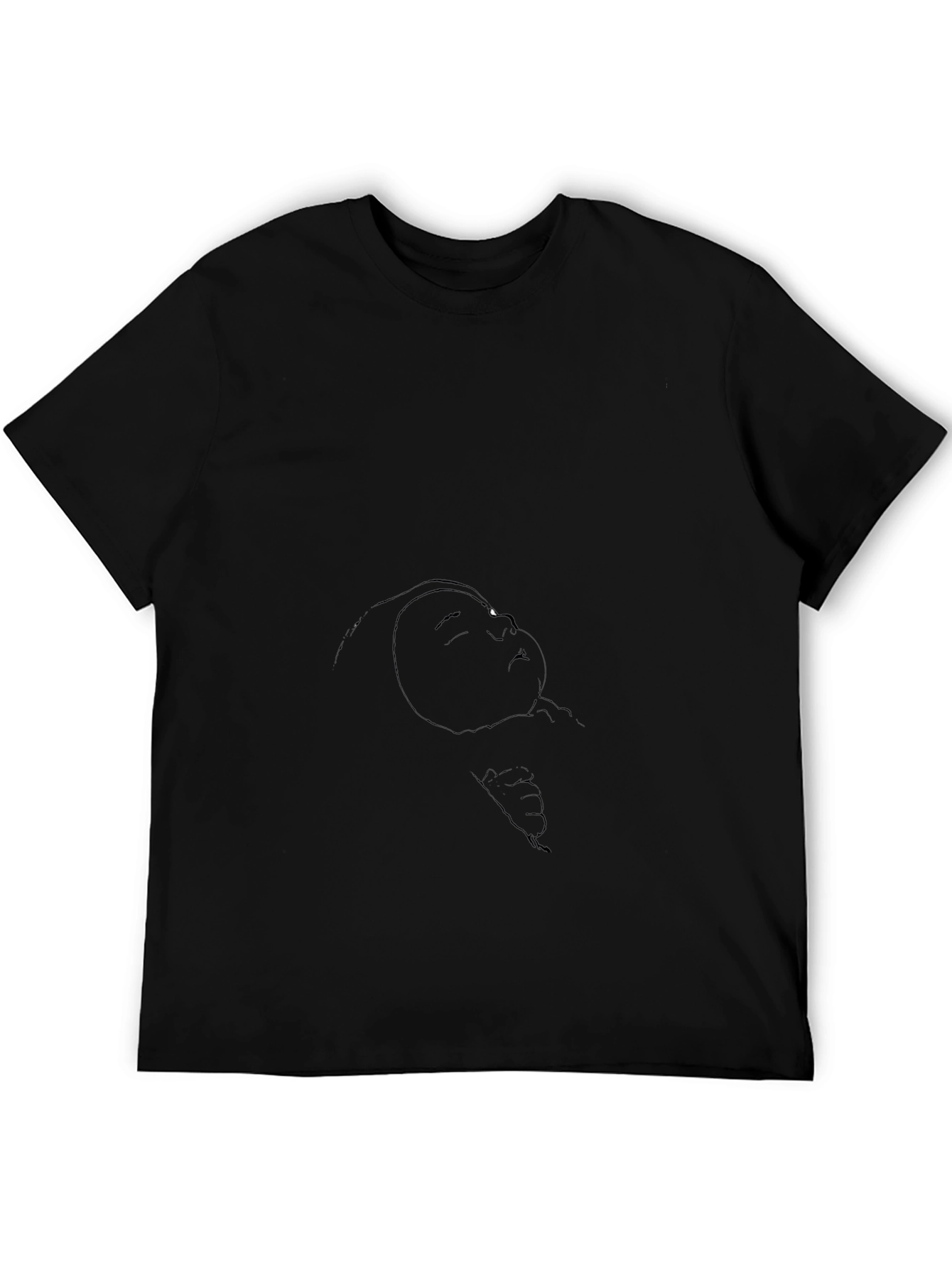 Black T-Shirt with Abstract Face Print