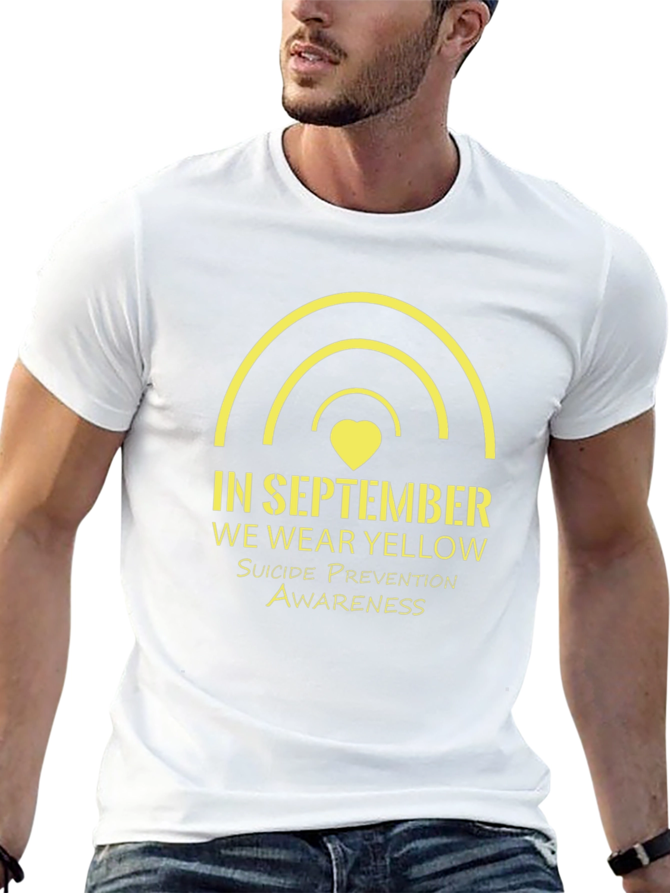 September Suicide Prevention Awareness Yellow Rainbow T-Shirt