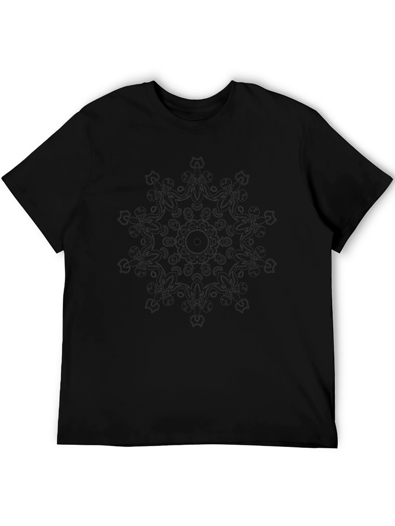 Modern Mandala Graphic Tee - Soft Black Cotton
