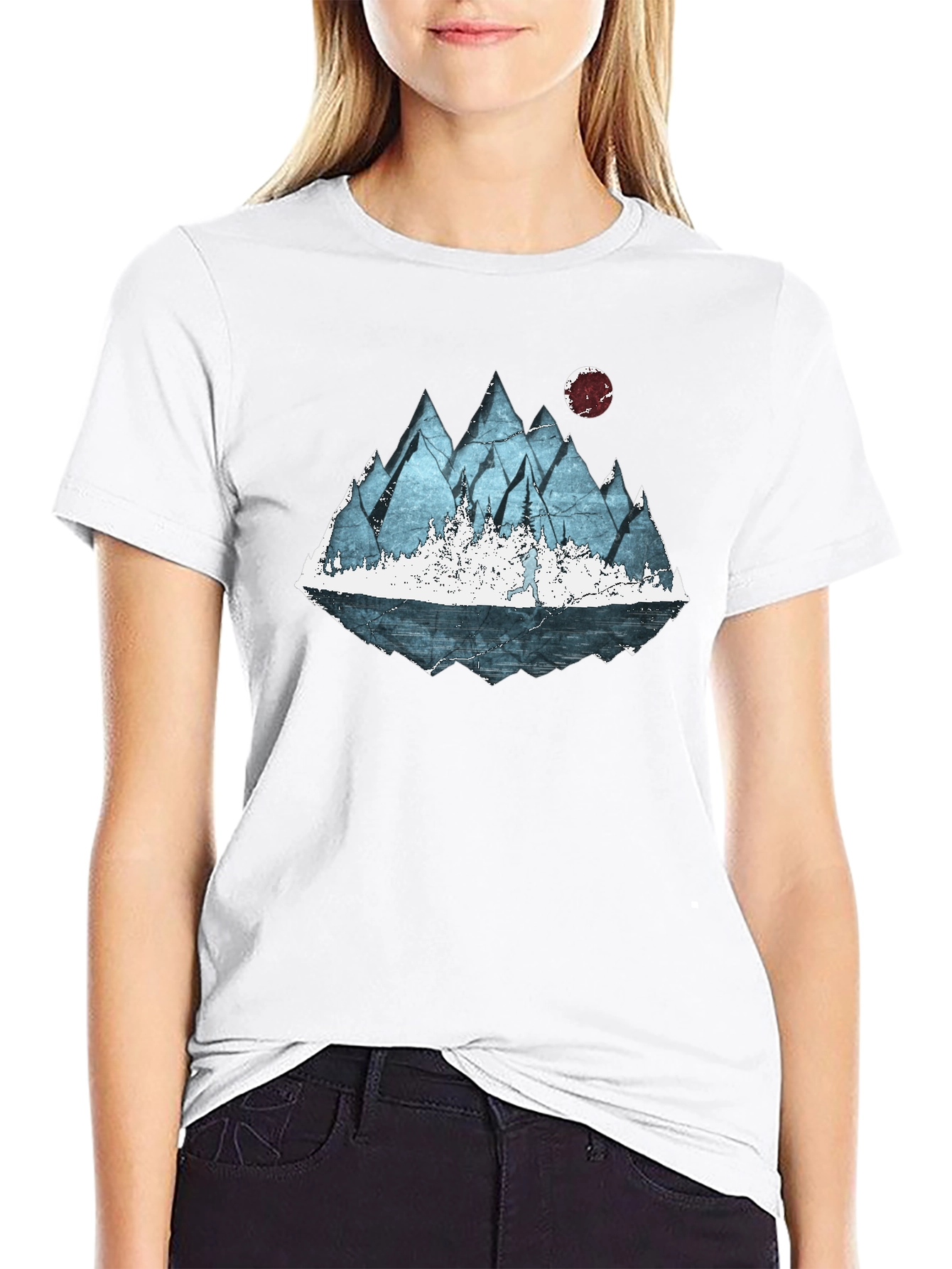 Mountain Landscape Graphic Tee - Black