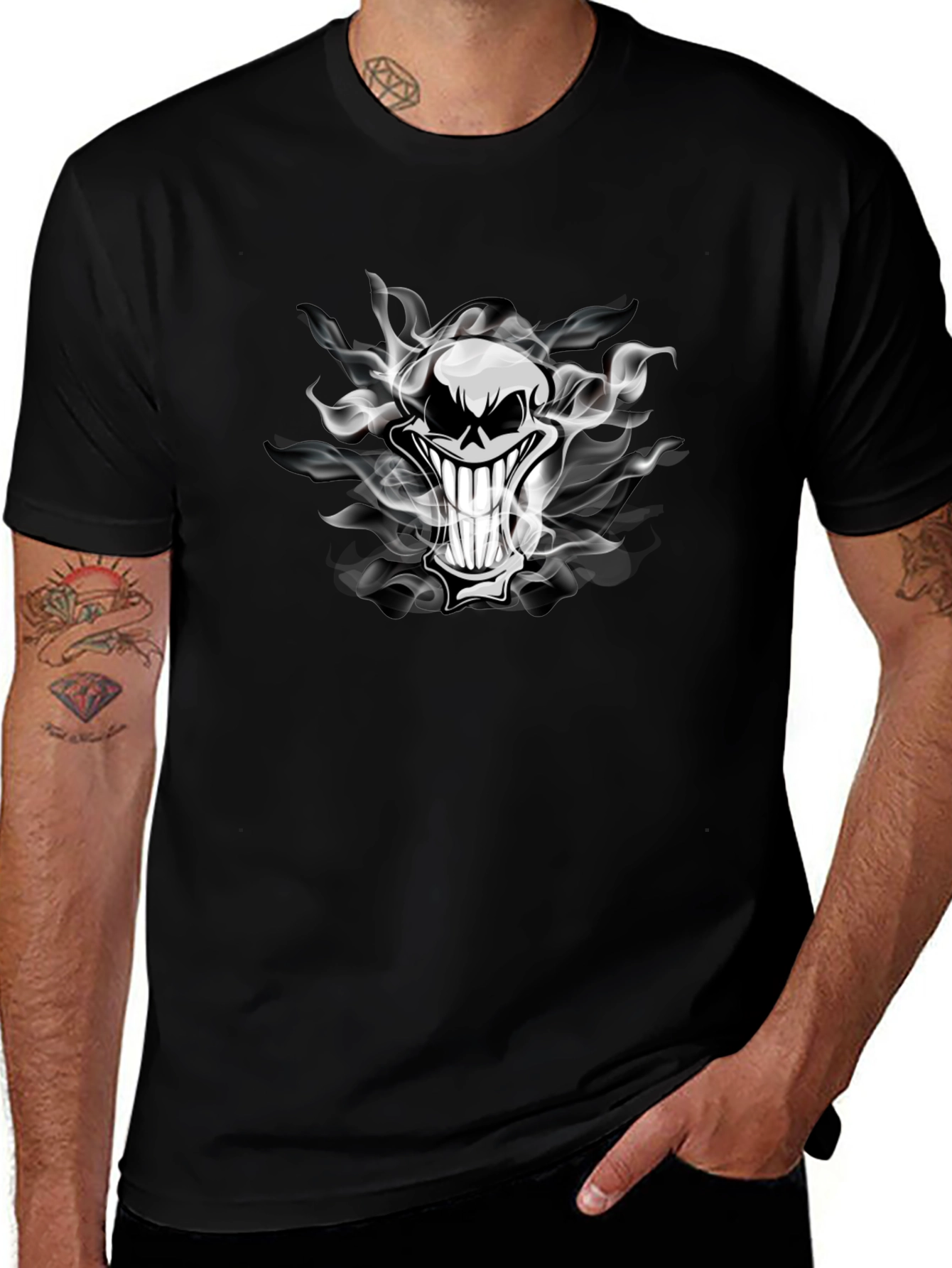 Smoked Skull Graphic Tee - Dark Humor T-Shirt