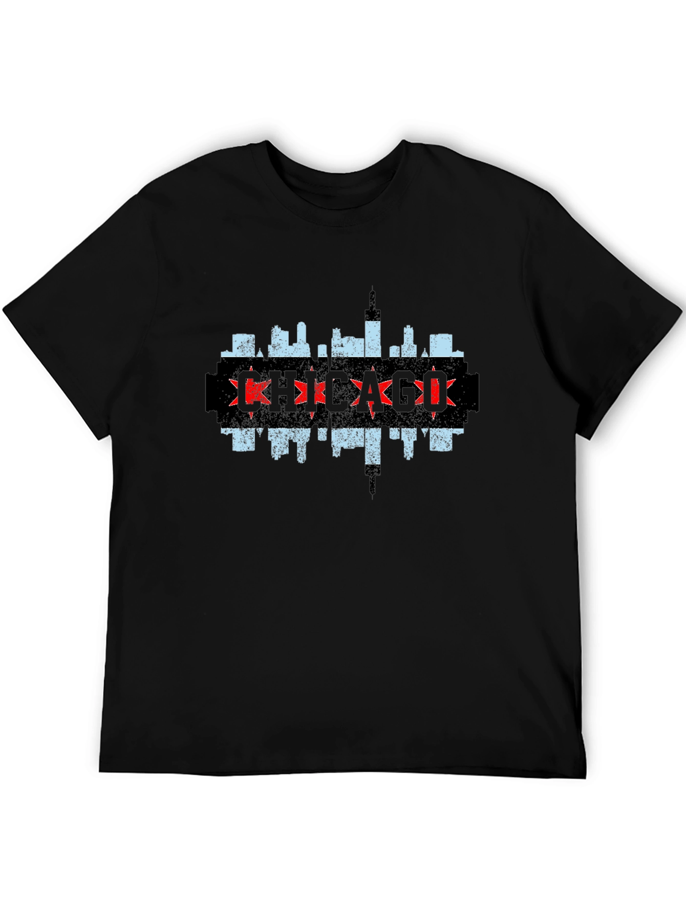 Chicago Skyline Graphic Tee - Black Cotton T-Shirt