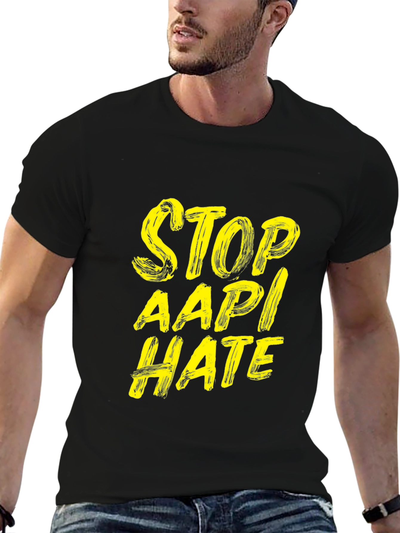 Stop AAPI Hate T-Shirt - Black Crew Neck Tee