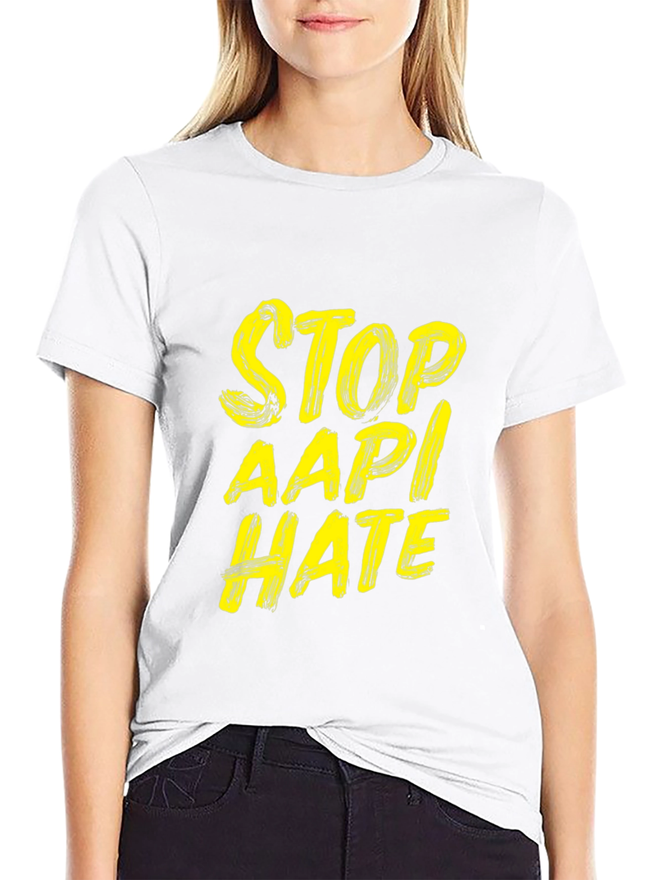 Stop AAPI Hate T-Shirt - Black Crew Neck Tee