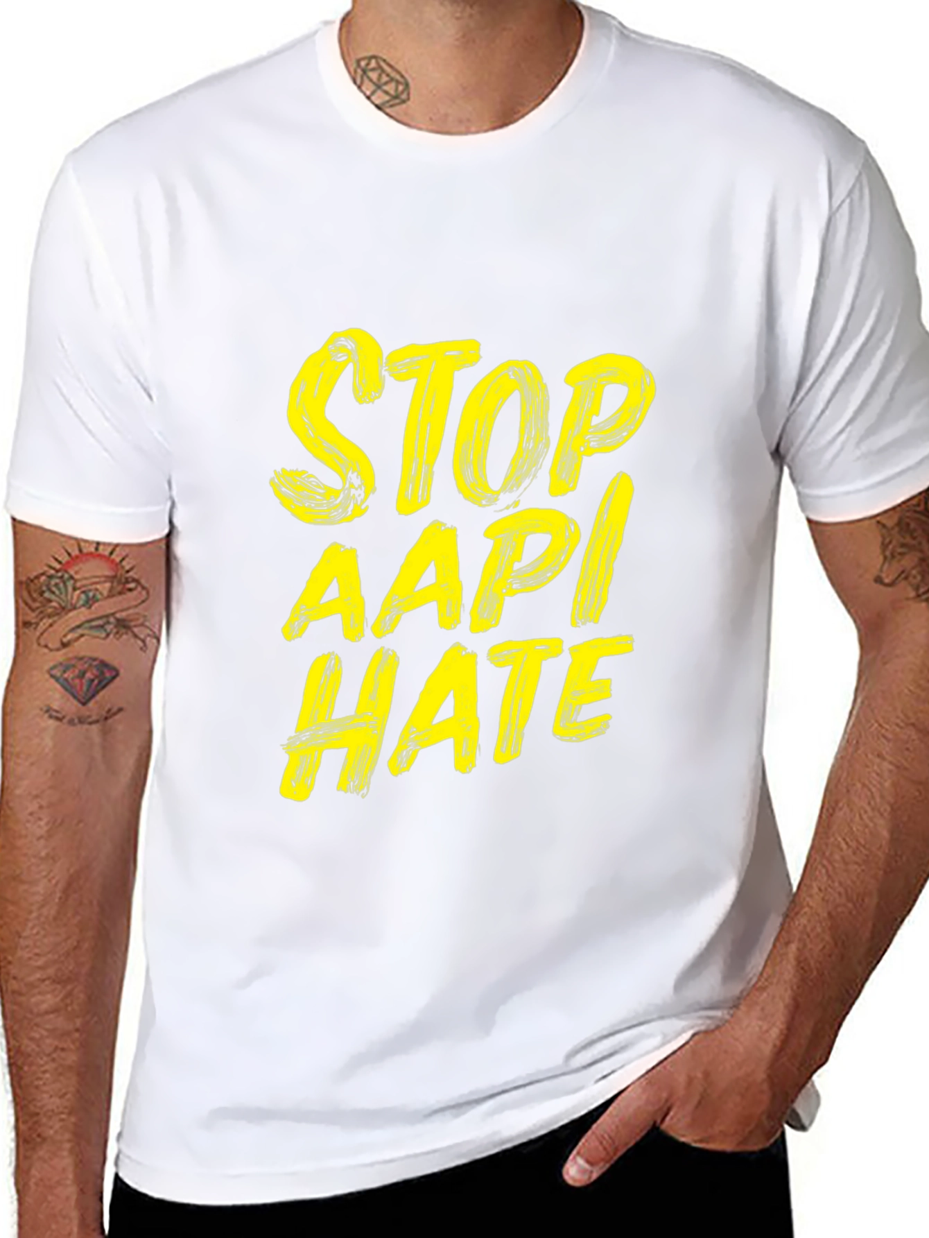 Stop AAPI Hate T-Shirt - Black Crew Neck Tee