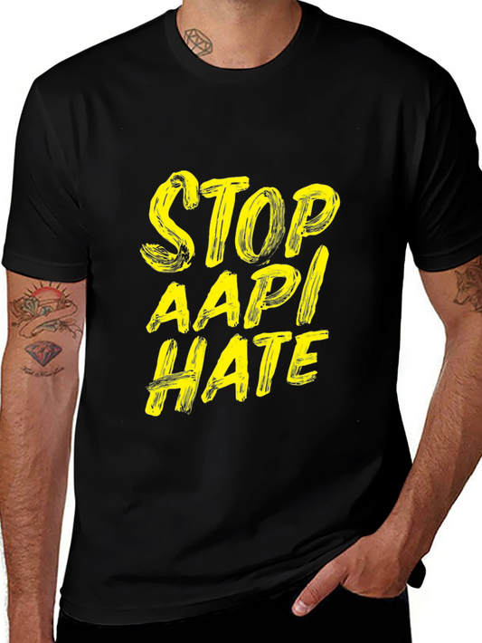 Stop AAPI Hate T-Shirt - Black Crew Neck Tee