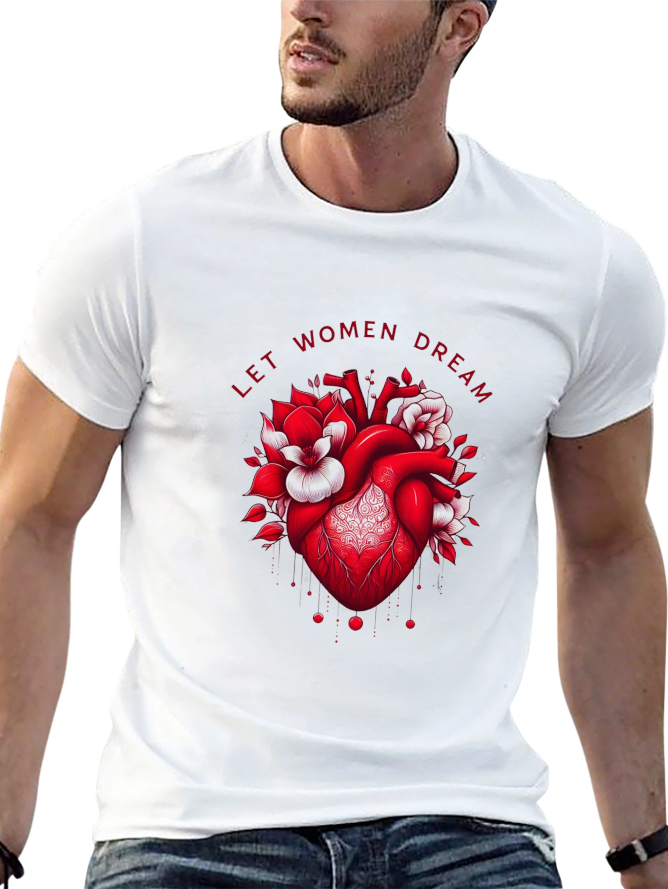 Let Women Dream Graphic Tee - Floral Heart
