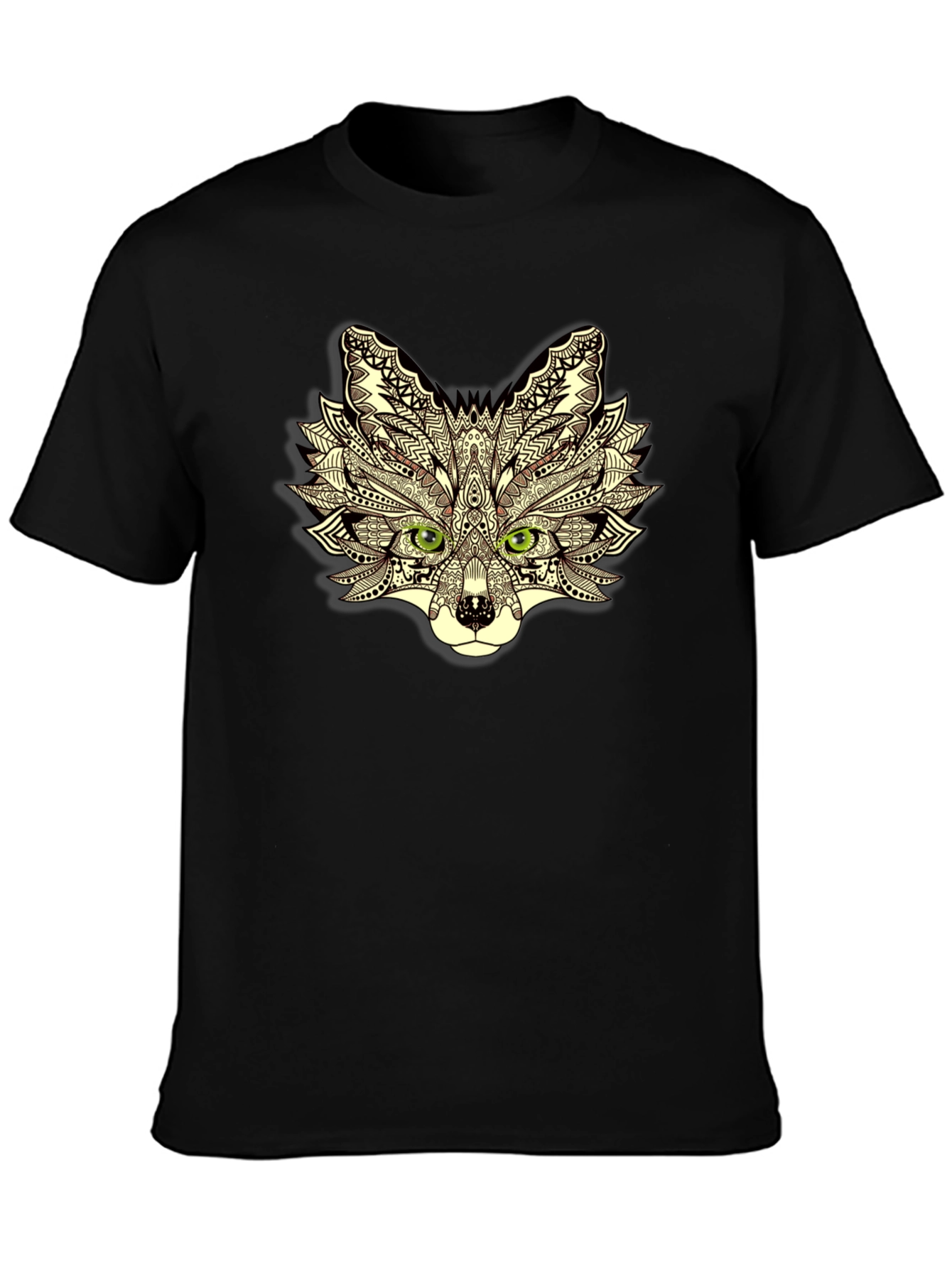 Abstract Fox Head Graphic Black T-Shirt