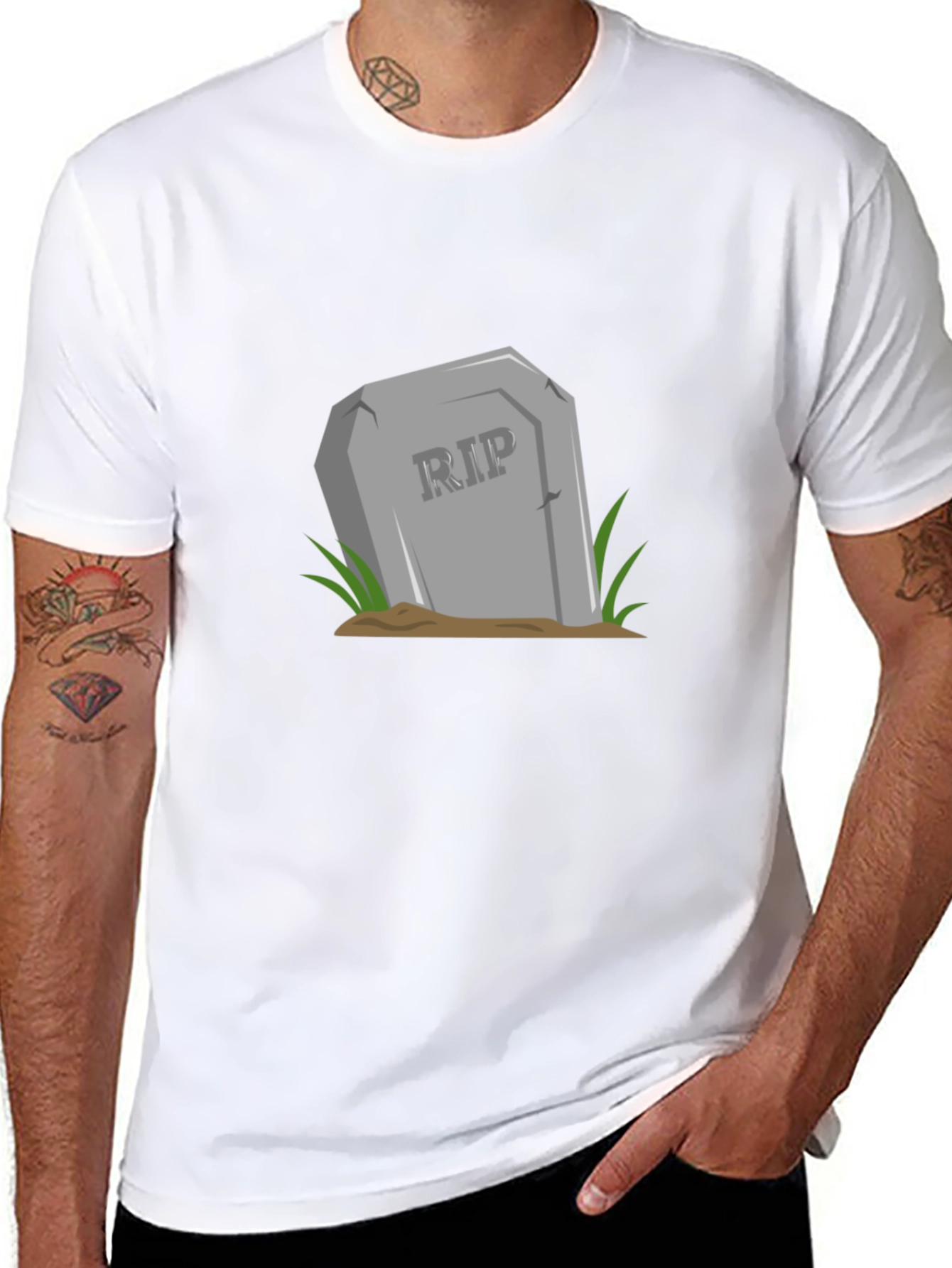 RIP Tombstone Graphic Tee - Black Cotton T-Shirt