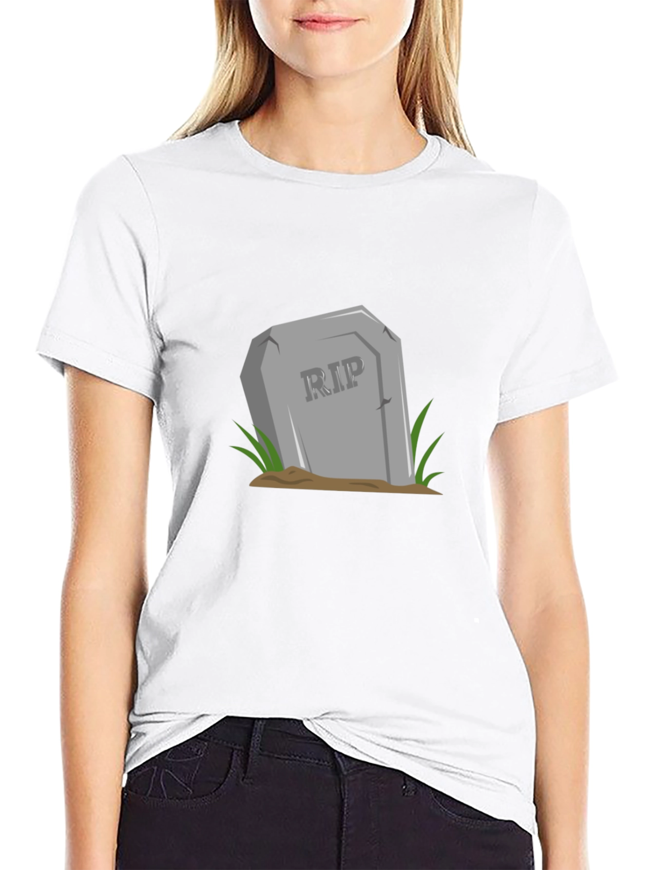 RIP Tombstone Graphic Tee - Black Cotton T-Shirt