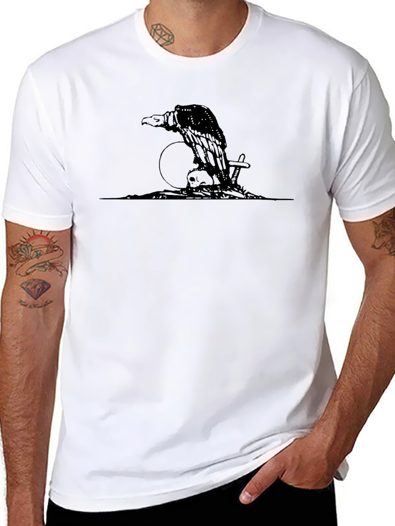 Raven Skull T-Shirt - Gothic Graphic Tee