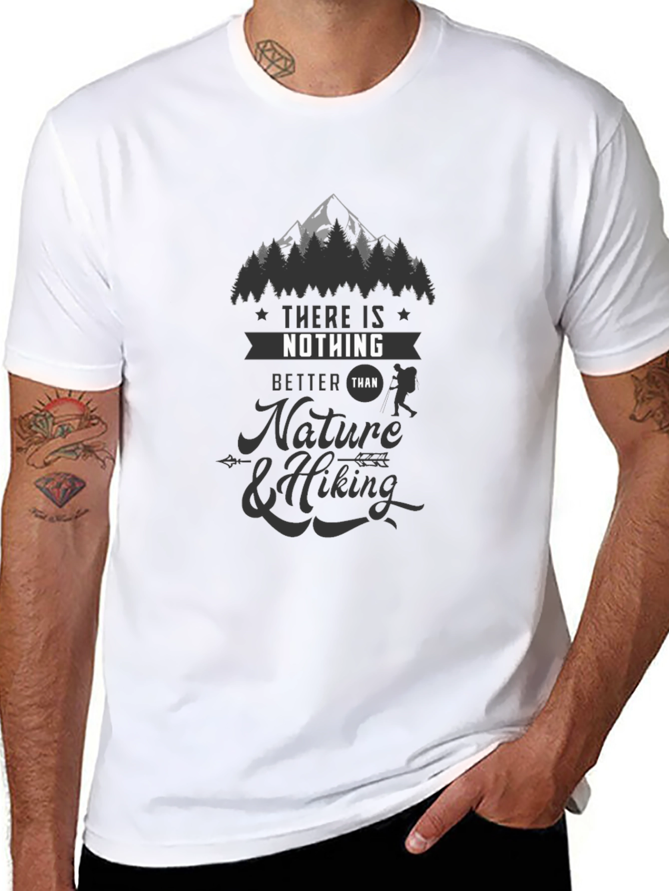 Nature & Hiking Graphic Tee - Black Casual T-Shirt