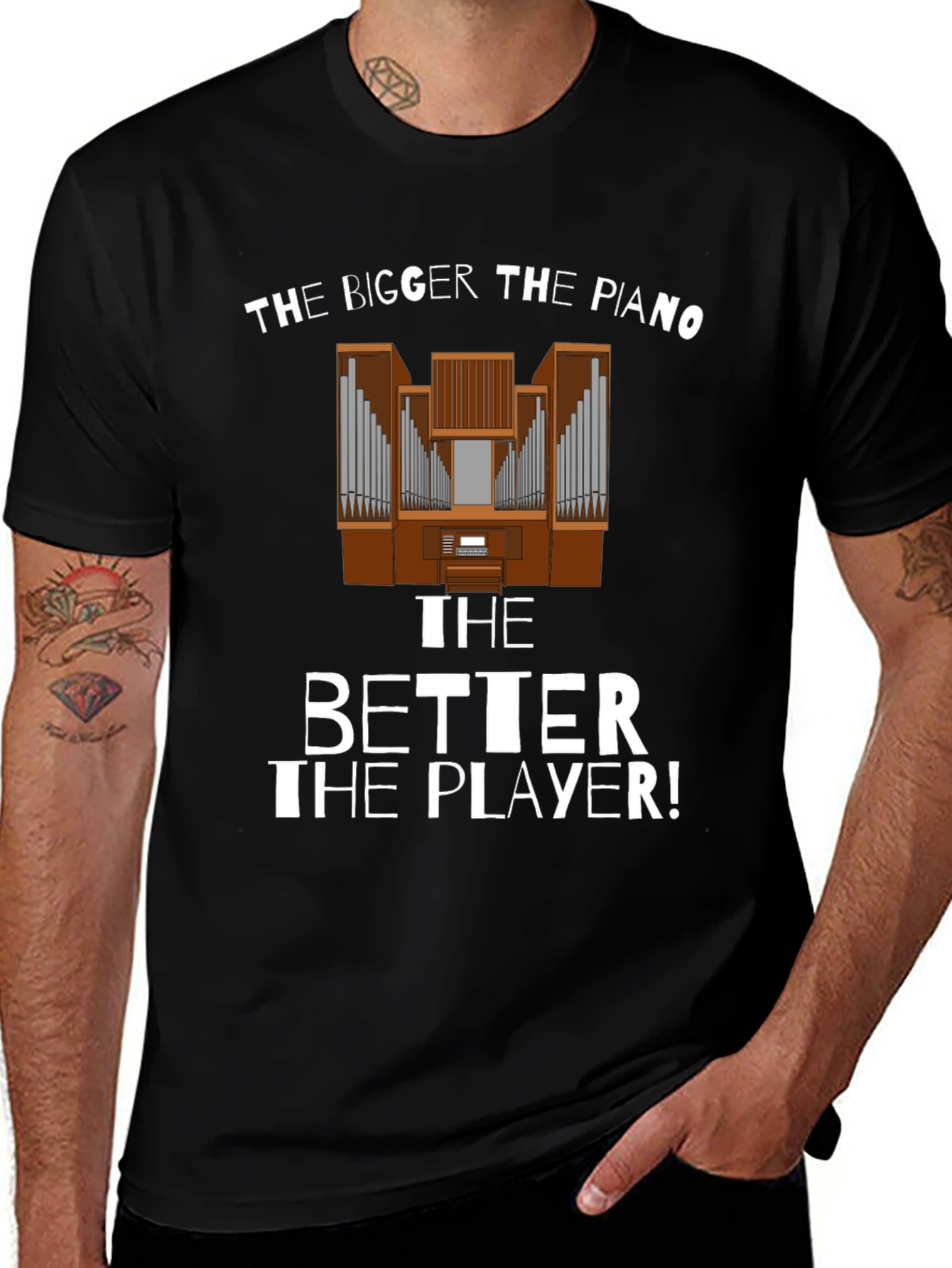 Funny Bigger Piano Better Player Black T-Shirt