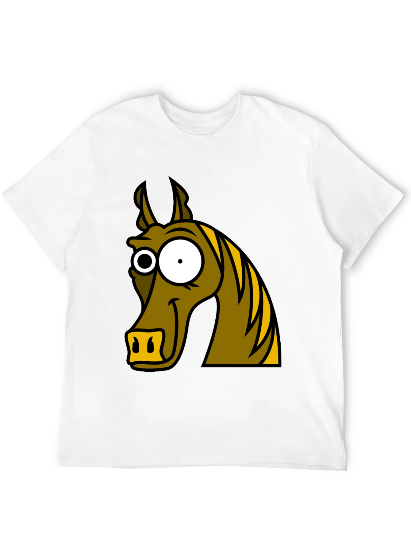 Funny Horse Cartoon Graphic Tee - Black