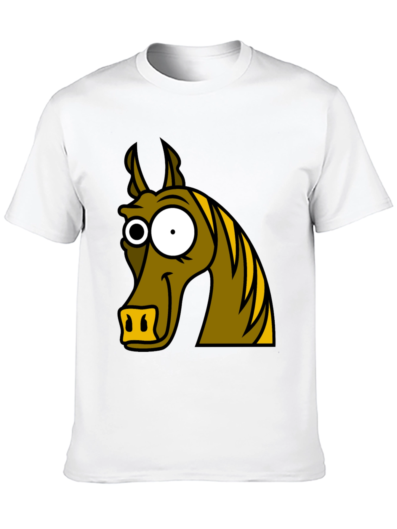 Funny Horse Cartoon Graphic Tee - Black