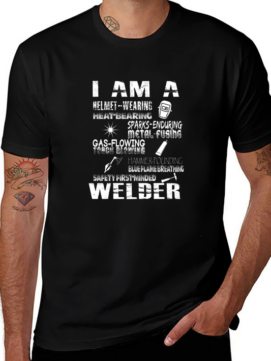 I AM A Welder T-Shirt Helmet & Torch Design