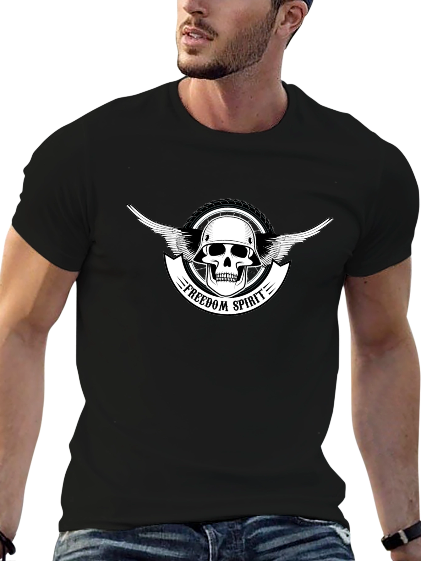 Freedom Spirit Skull Graphic T-Shirt