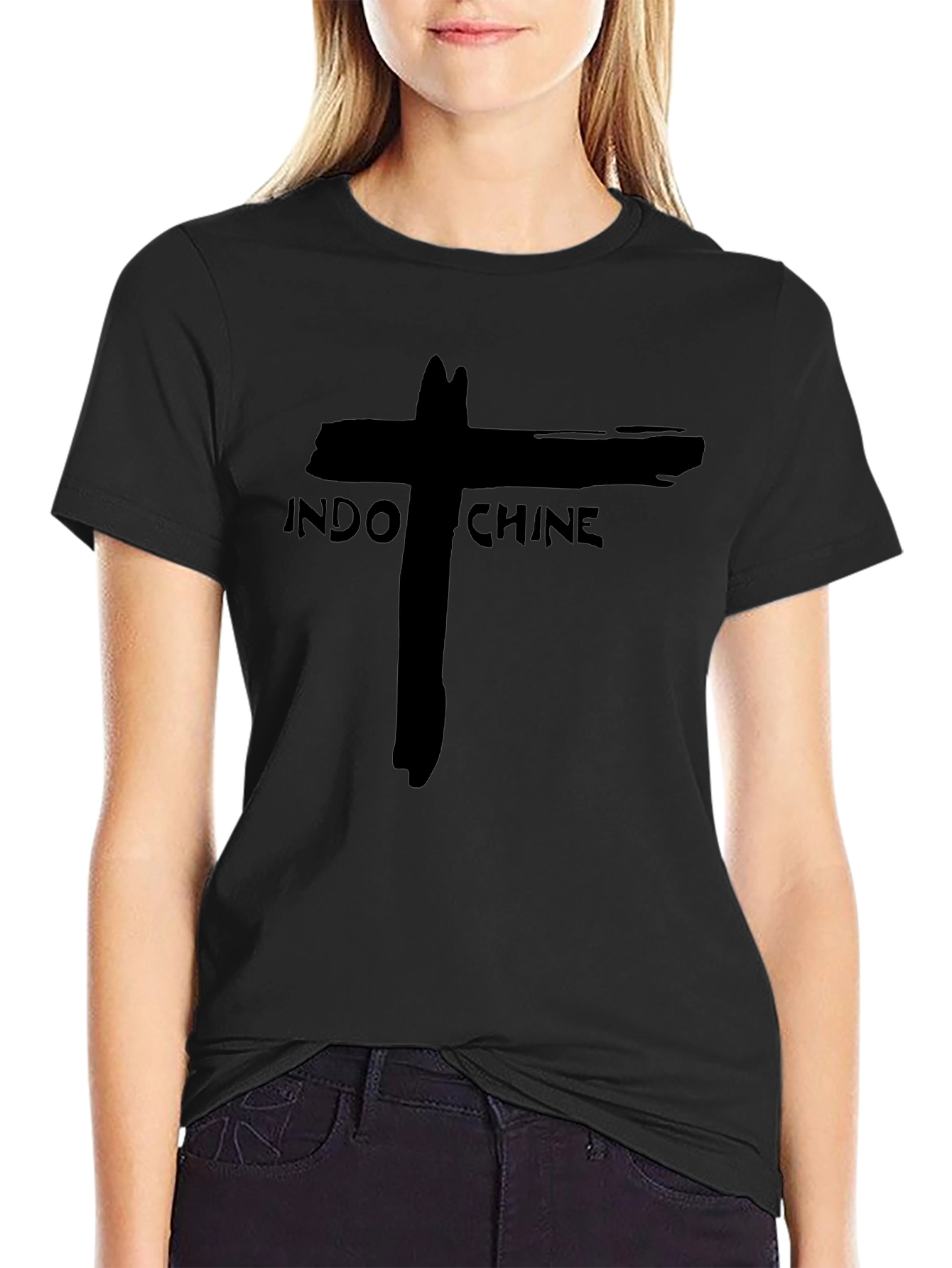 Indochine Band Graphic Tee - Black Cotton T-Shirt