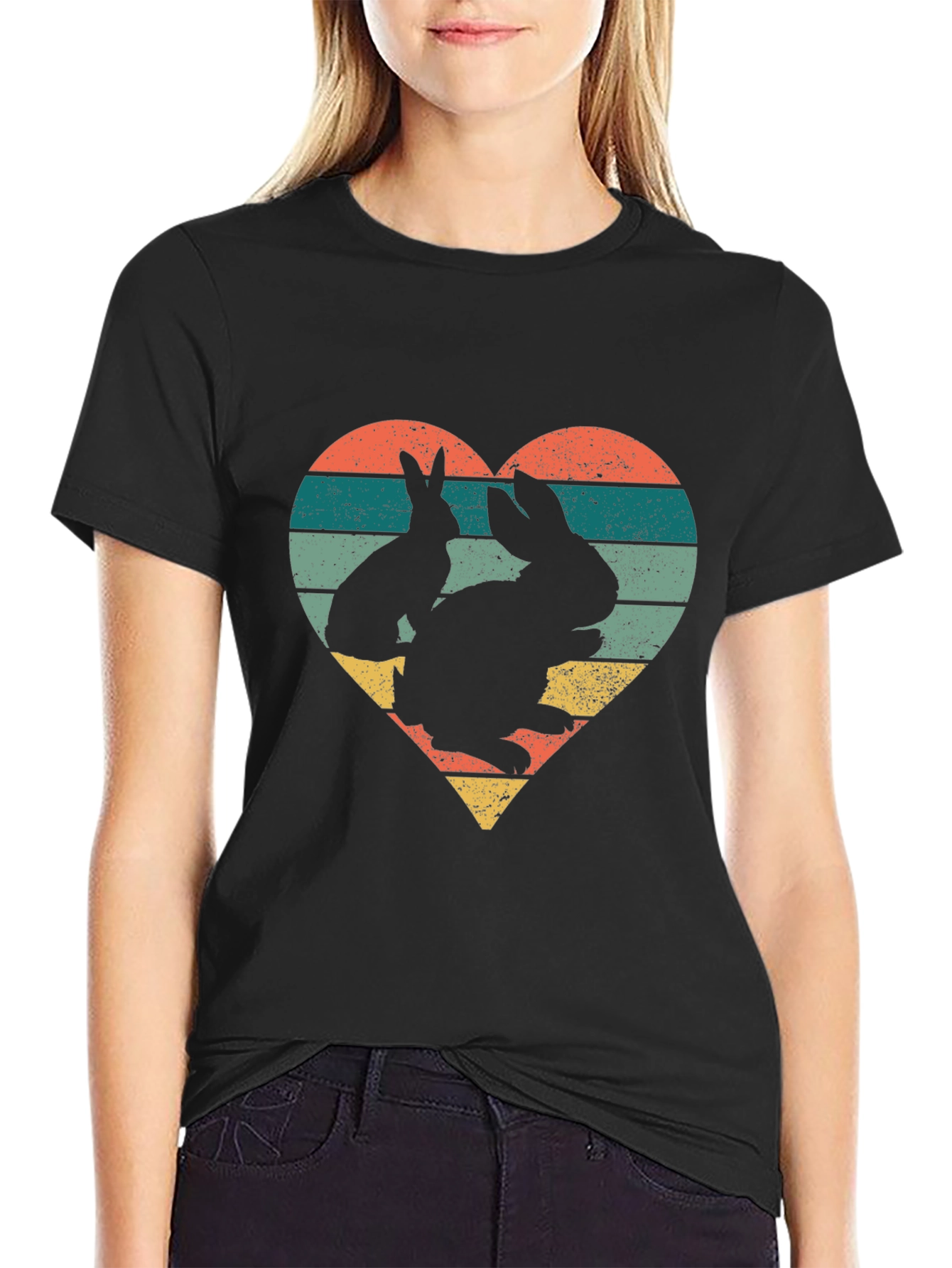 Retro Easter Bunny Heart Graphic Tee