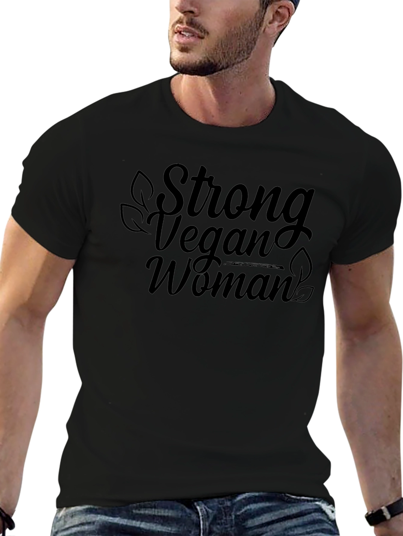 Strong Vegan Woman Black T-Shirt