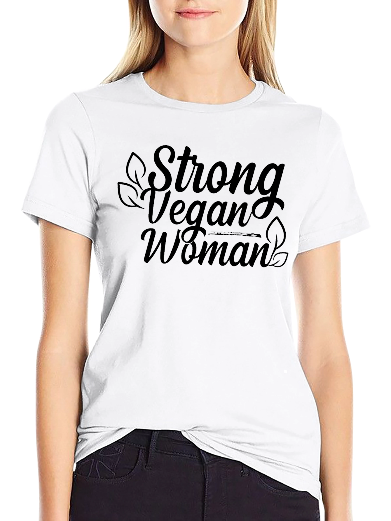 Strong Vegan Woman Black T-Shirt