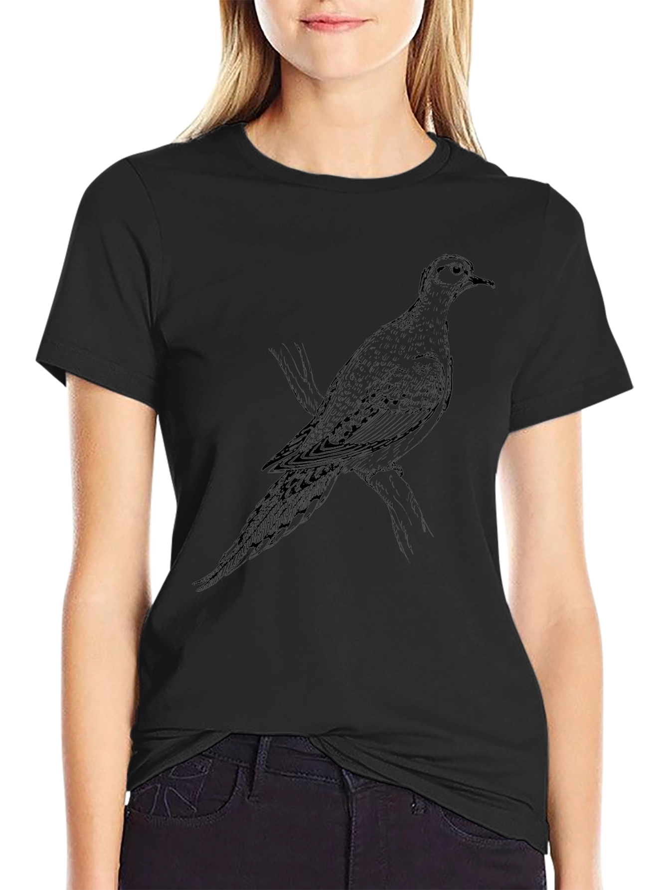Dove Graphic Print T-Shirt - Black