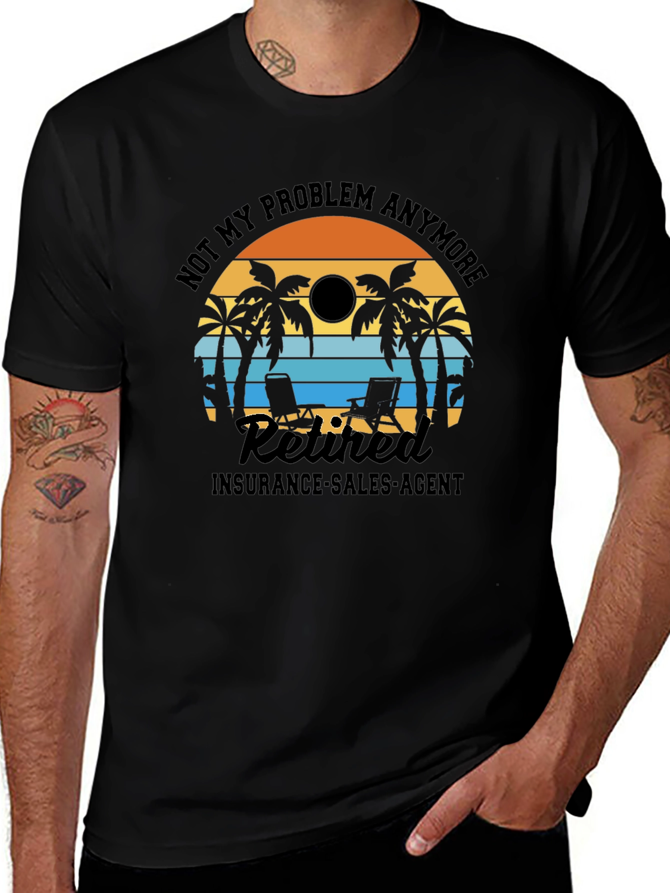 Retired Insurance Agent T-Shirt Palm Tree Sunset