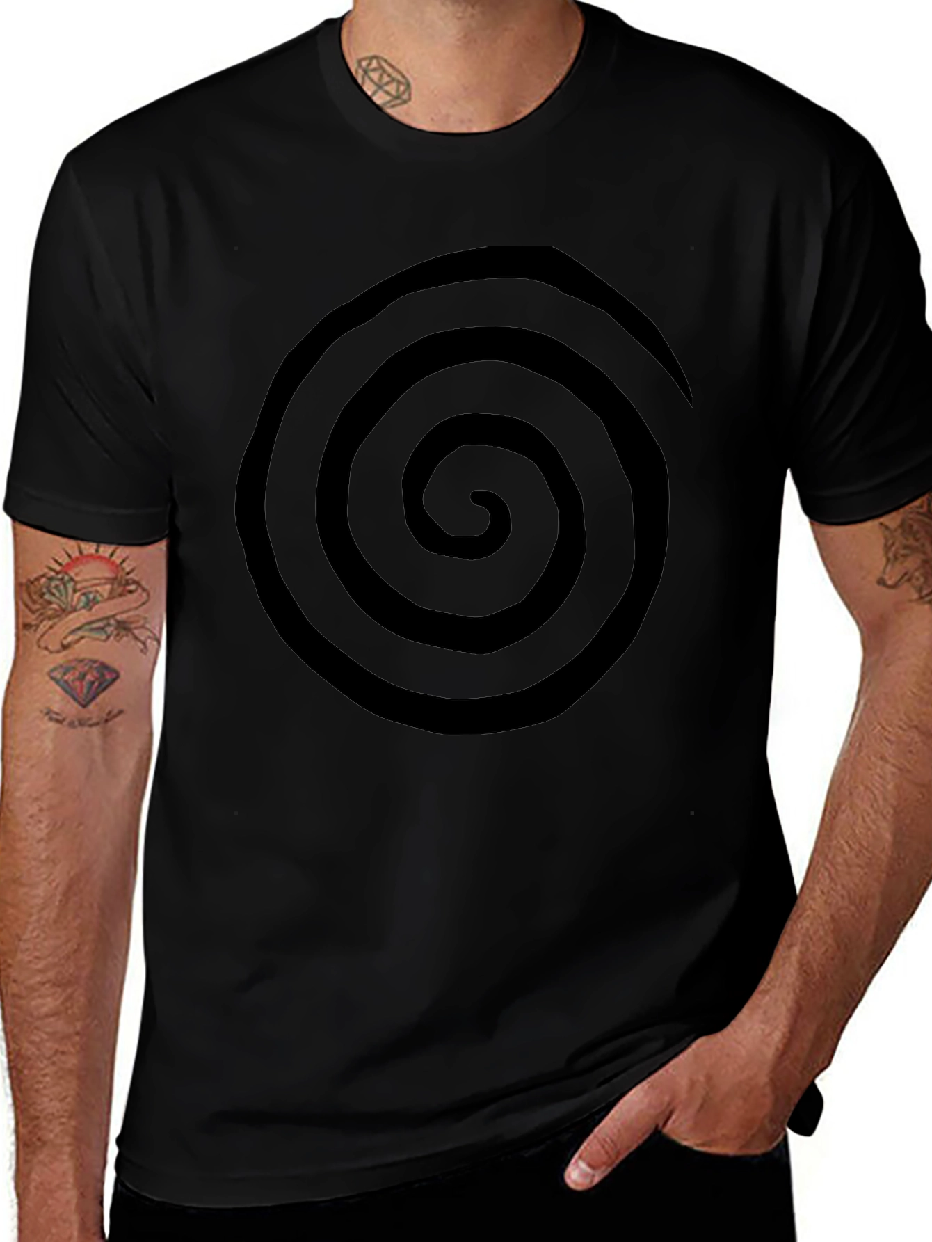 Spiral Graphic Tee - Casual Black T-Shirt