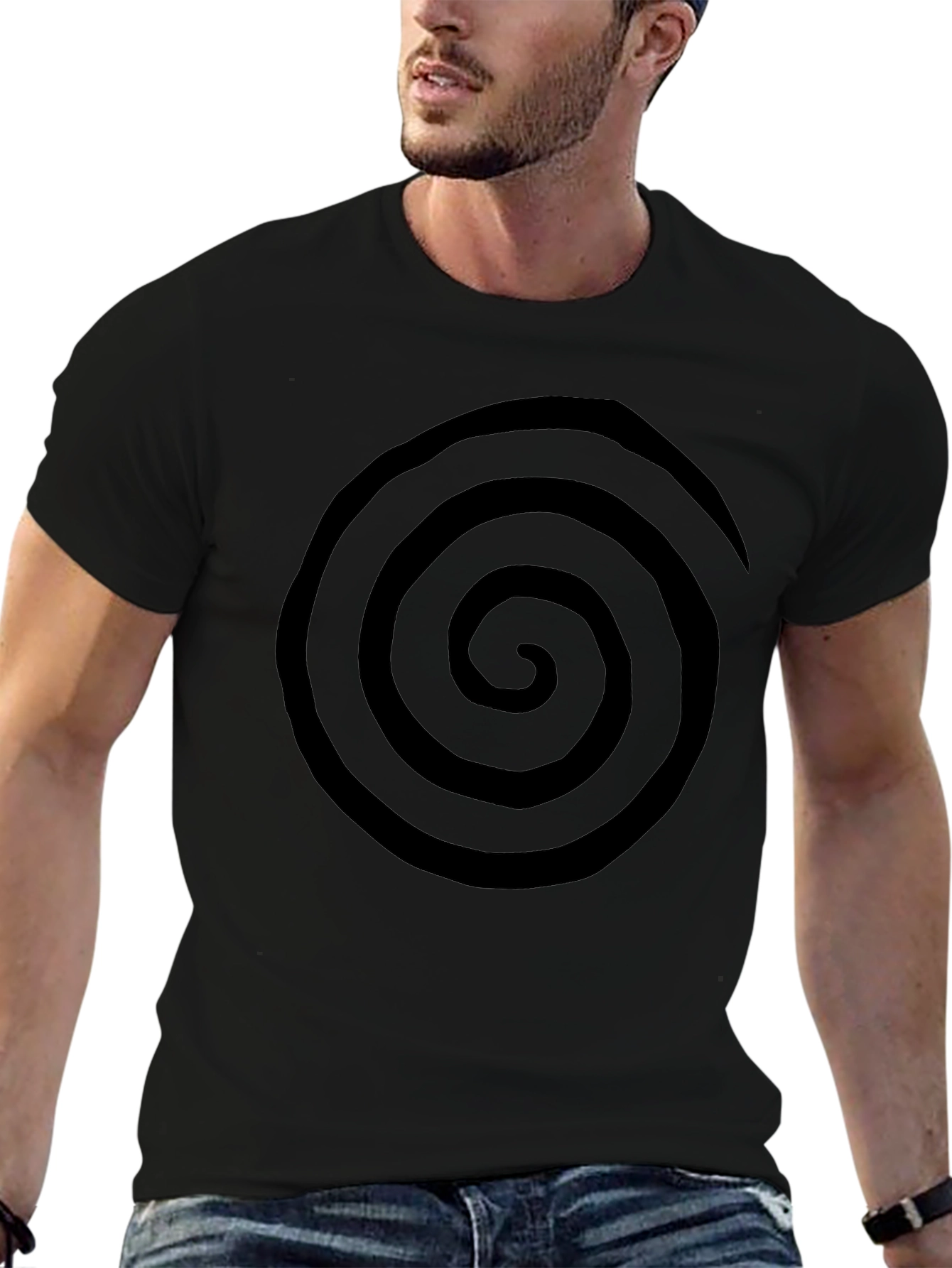 Spiral Graphic Tee - Casual Black T-Shirt