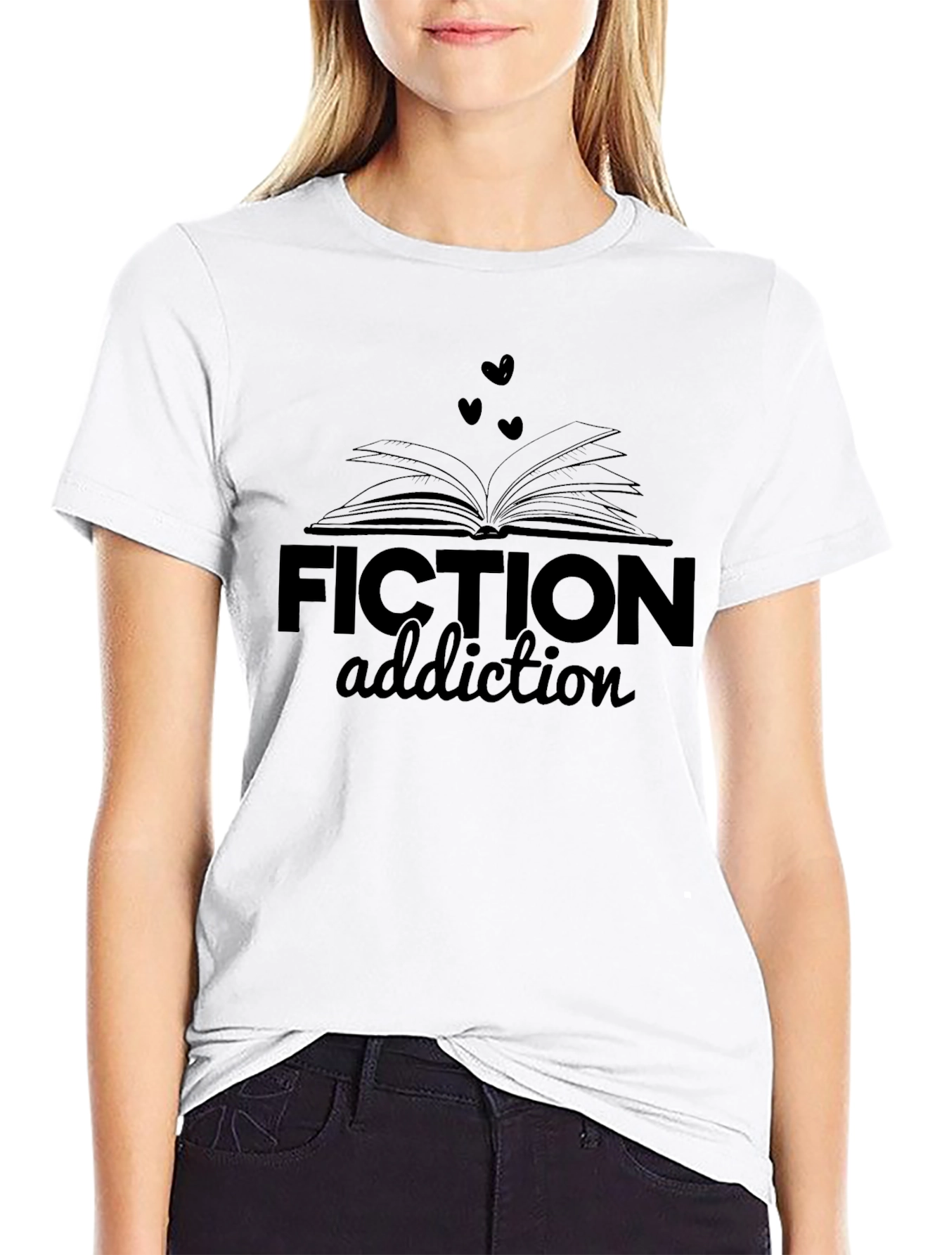 Fiction Addiction Black T-Shirt - Book Lover Tee