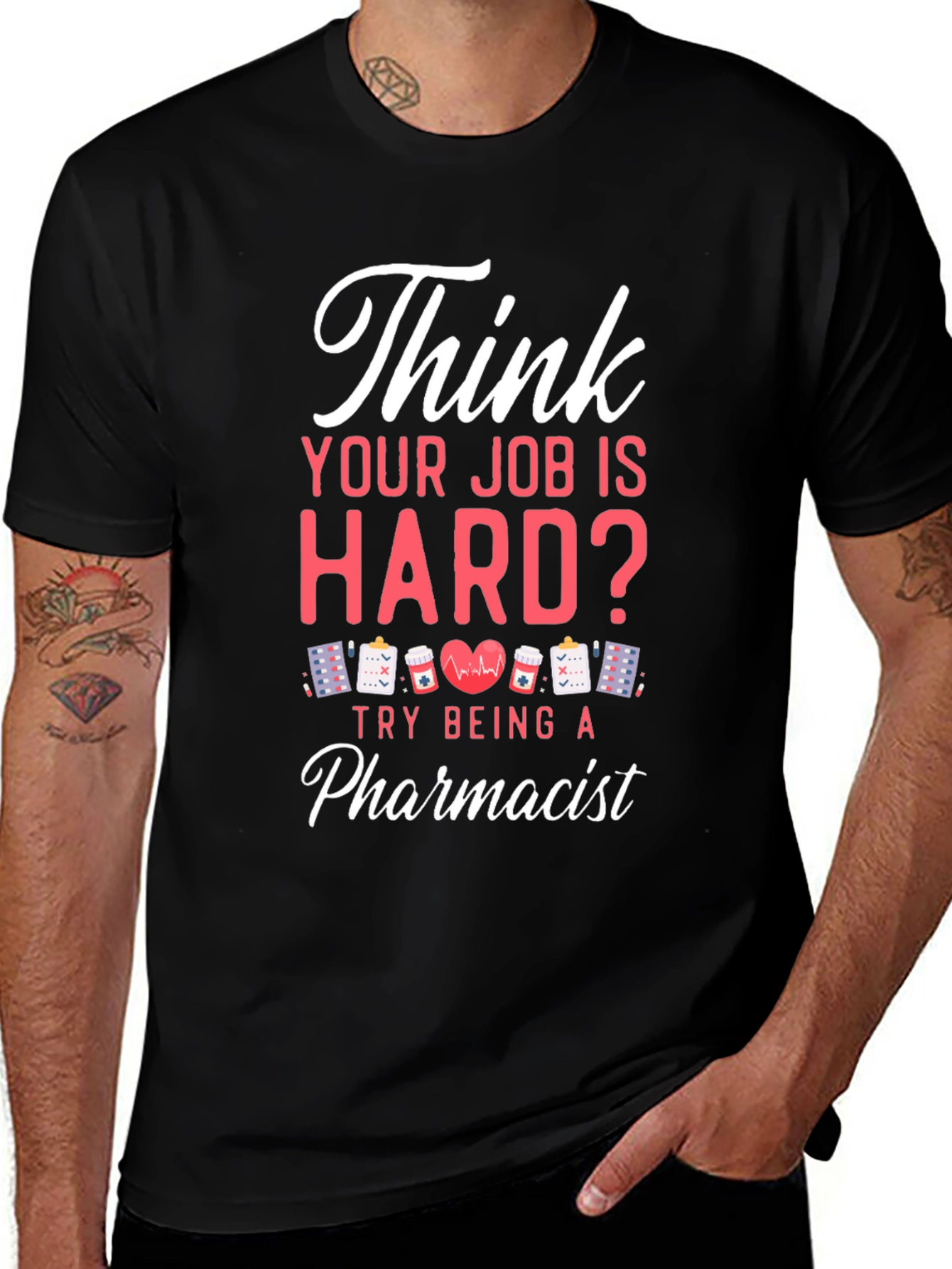 Pharmacist Hard Job T-Shirt - Black Casual Tee