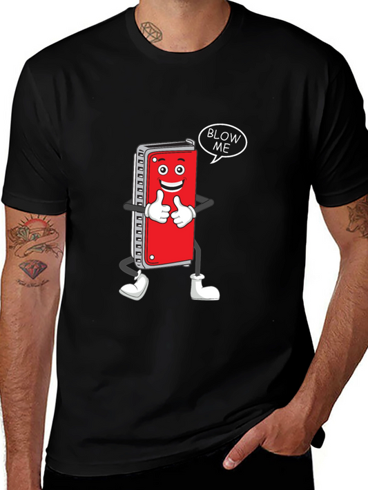 Harmonica Cartoon Graphic T-Shirt - Blow Me!