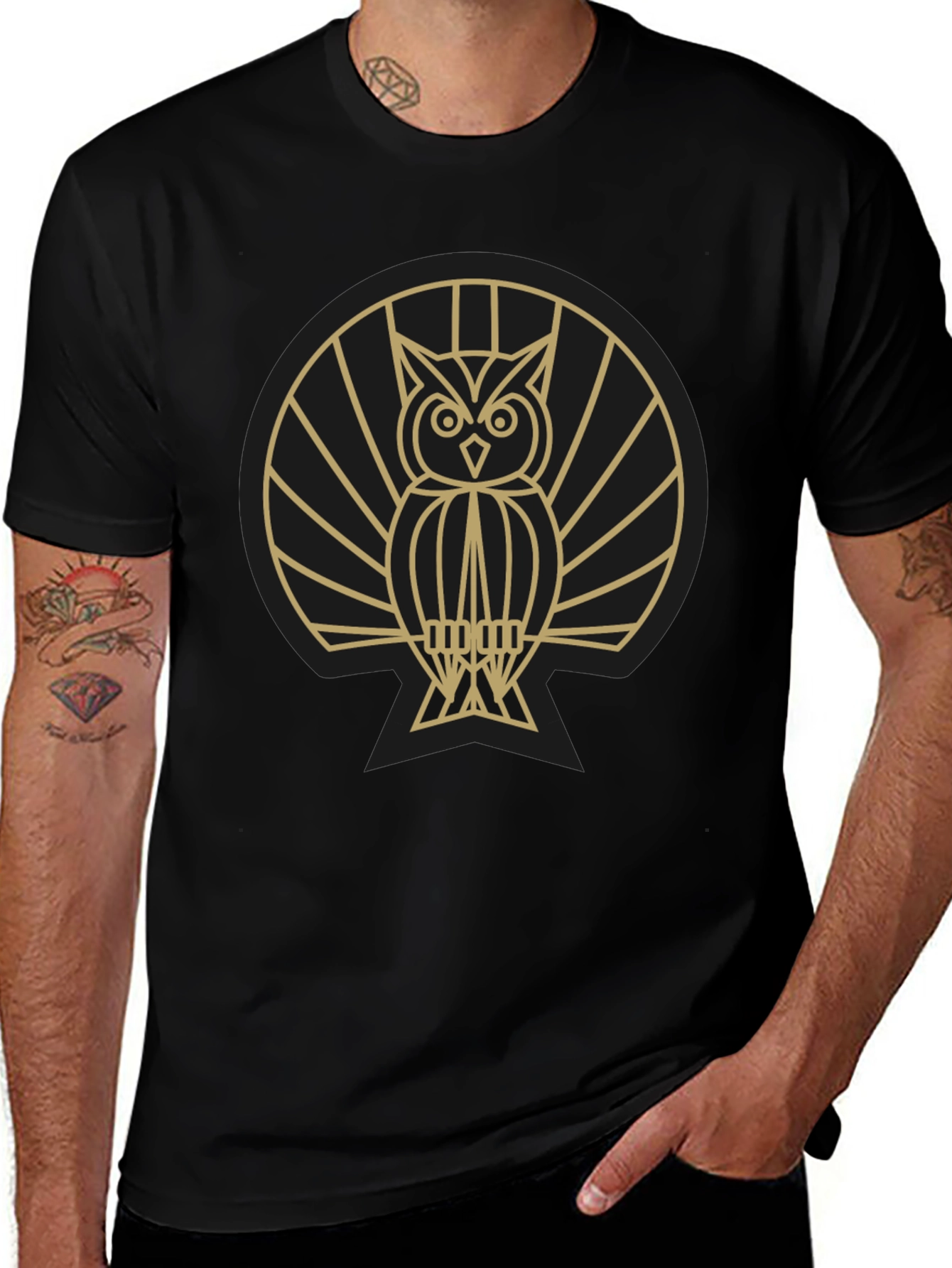 Stylish Owl Graphic Tee - Modern Geometric Design