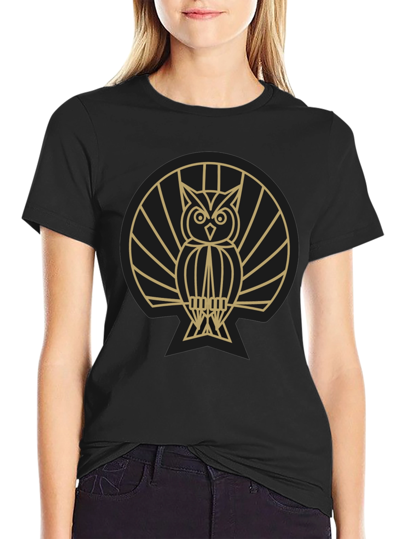 Stylish Owl Graphic Tee - Modern Geometric Design