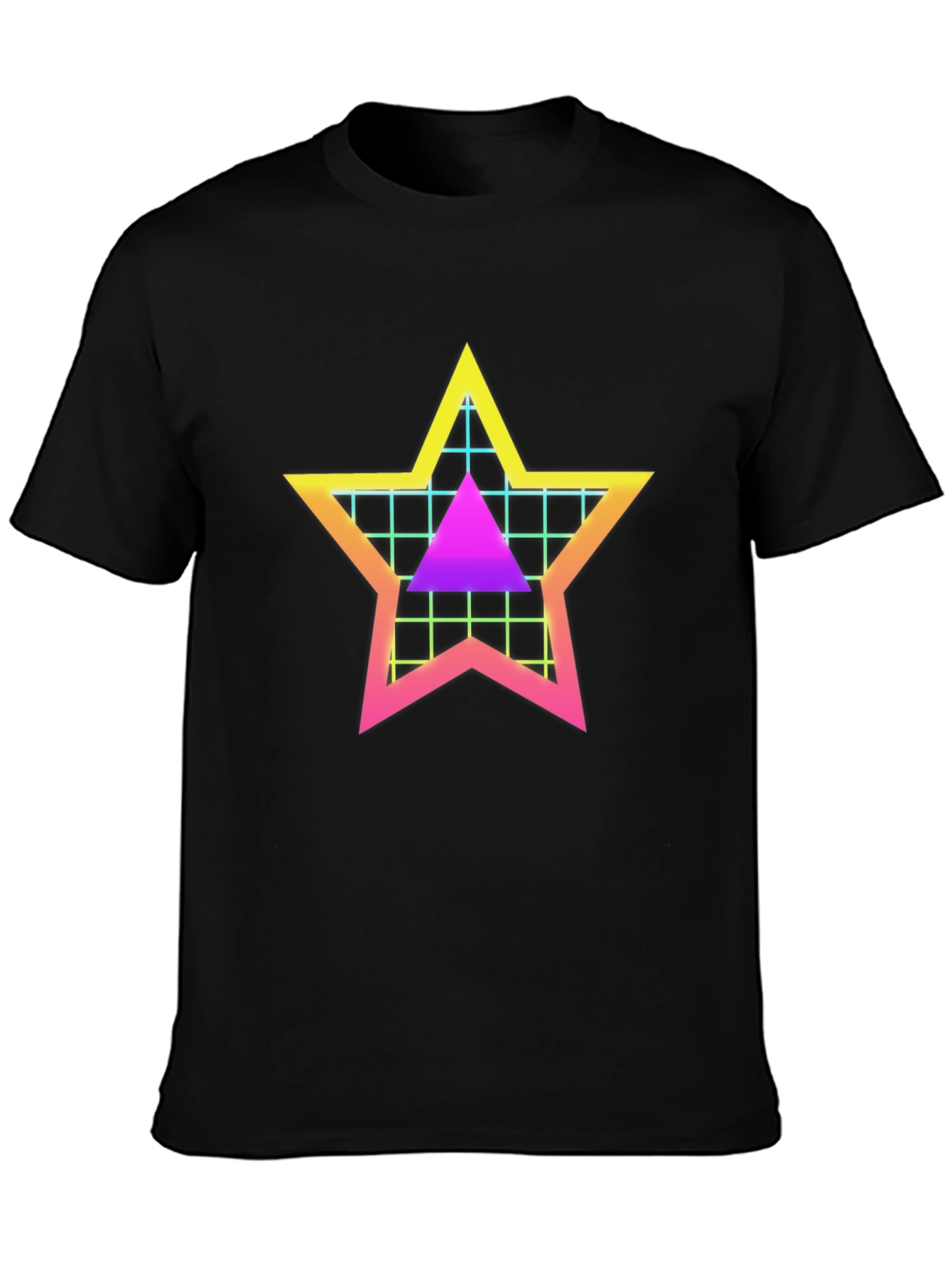 Retro Star Grid T-Shirt - 80s Style Graphic Tee