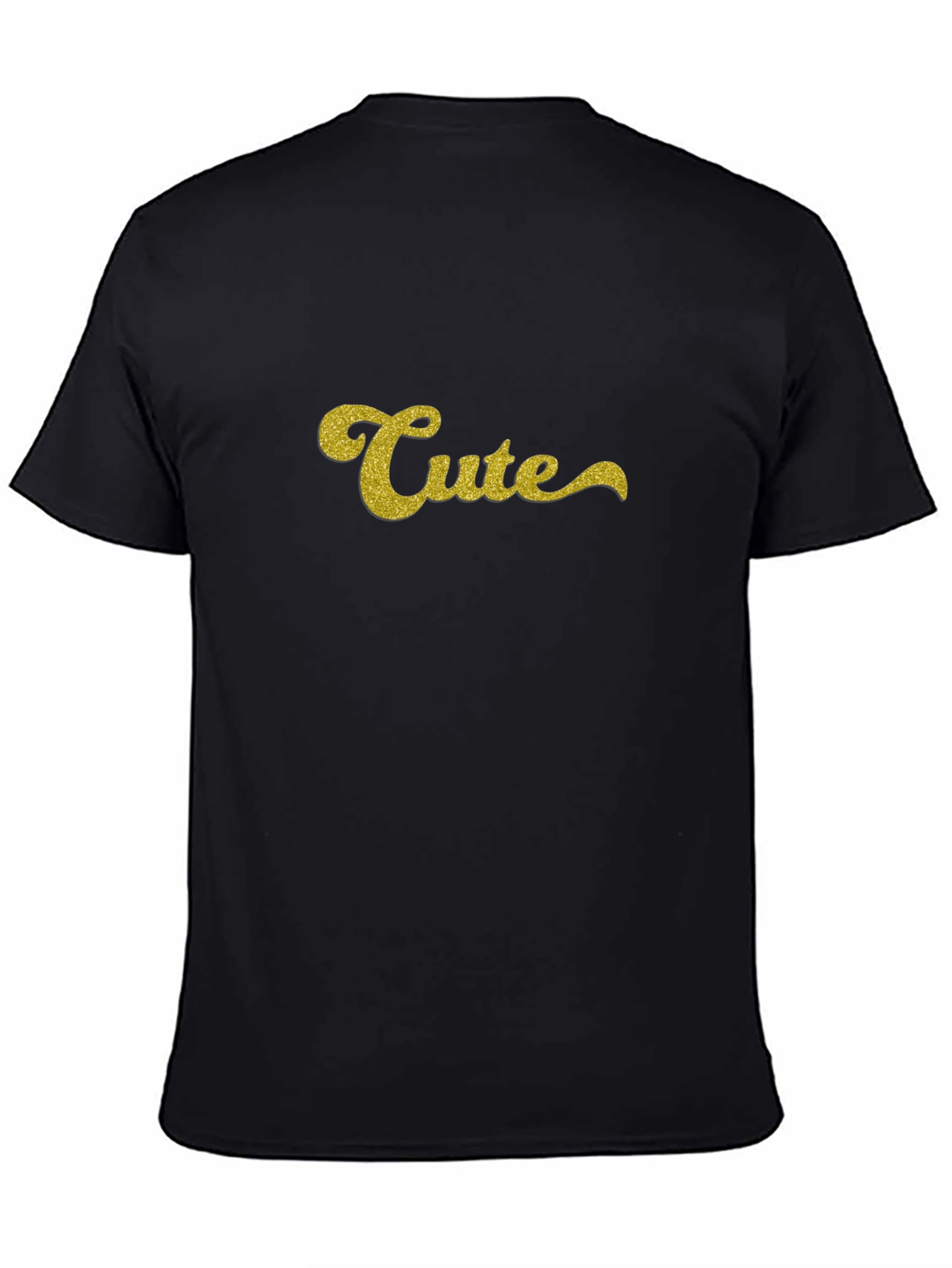 Cute Glitter Graphic Black T-Shirt