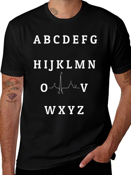 Heartbeat Alphabet T-Shirt - Medical ECG Graphic Tee