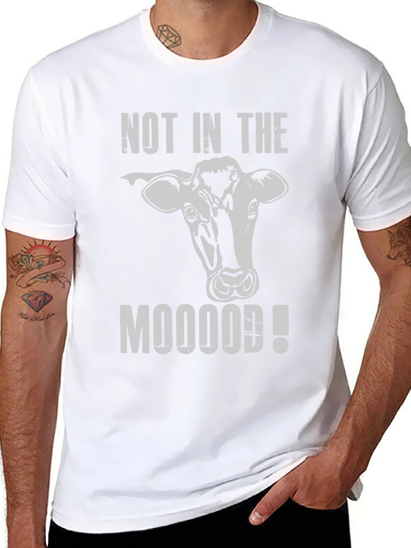 Not in the Mooood! Cow Graphic T-Shirt