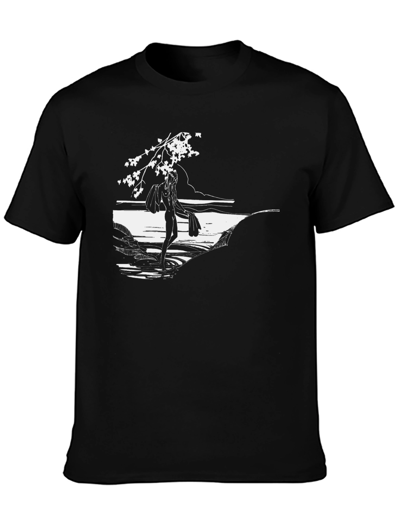 Nature Scene Graphic Tee - Black Cotton Comfort