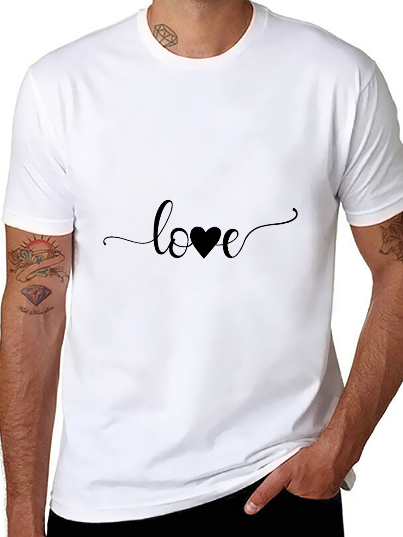 Love Heart Graphic Black T-Shirt