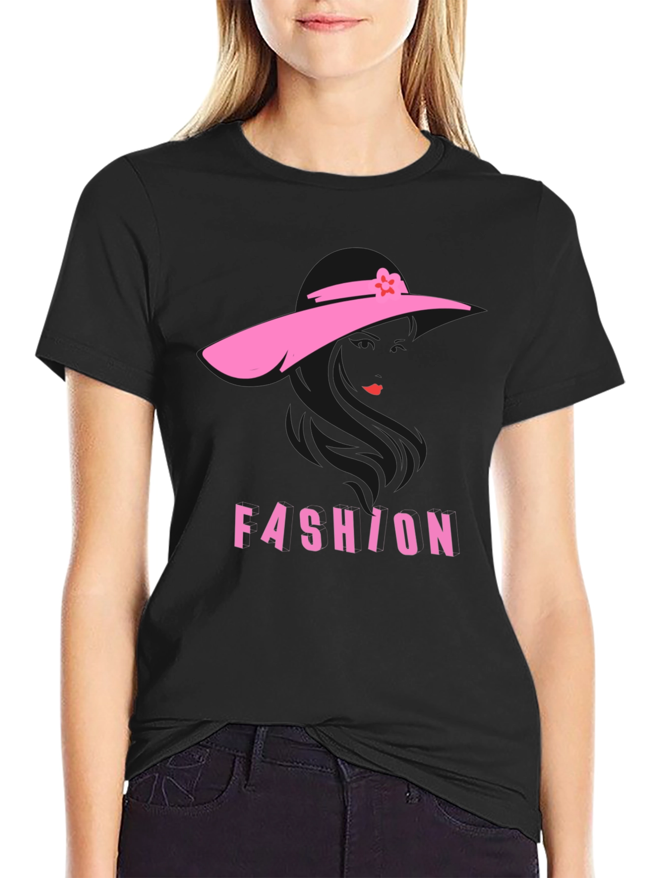 Stylish Fashion T-Shirt - Pink Silhouette Design