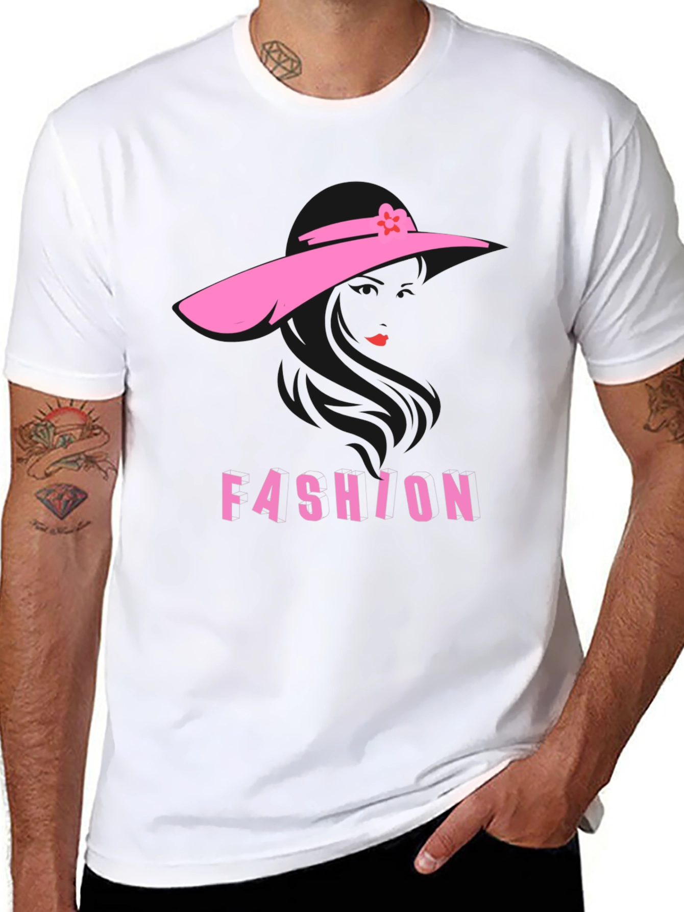 Stylish Fashion T-Shirt - Pink Silhouette Design