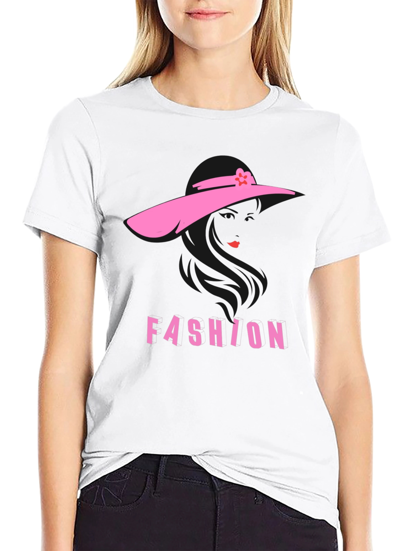 Stylish Fashion T-Shirt - Pink Silhouette Design