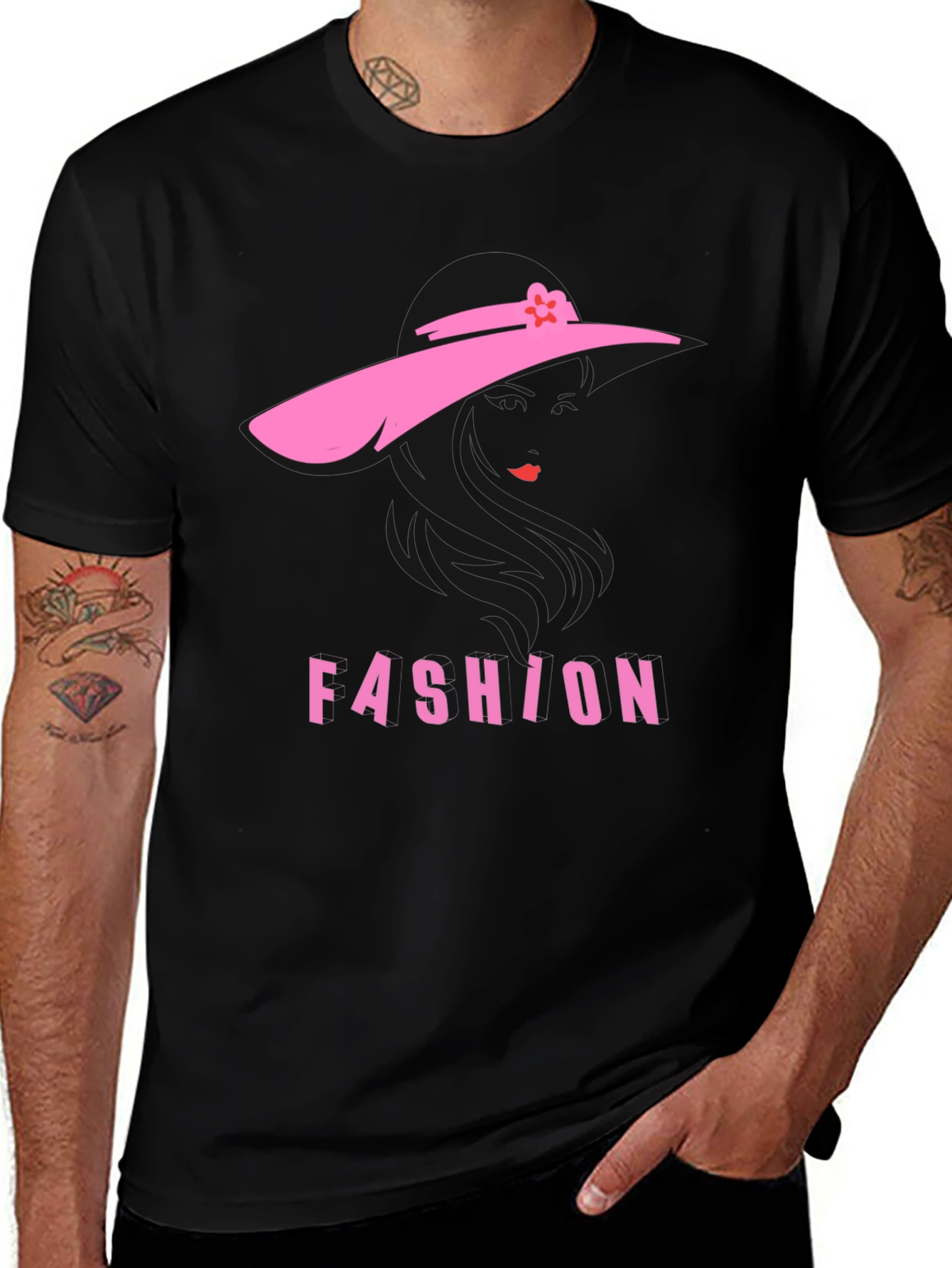 Stylish Fashion T-Shirt - Pink Silhouette Design