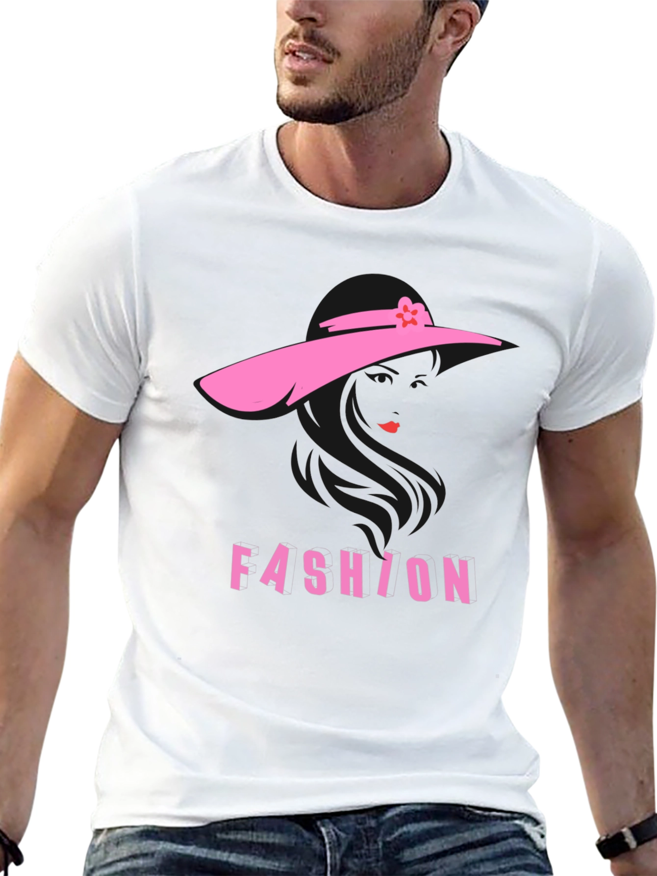 Stylish Fashion T-Shirt - Pink Silhouette Design
