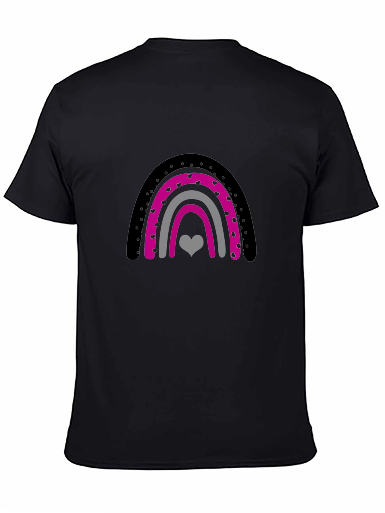 Heart Rainbow Graphic Tee - Black Cotton T-Shirt